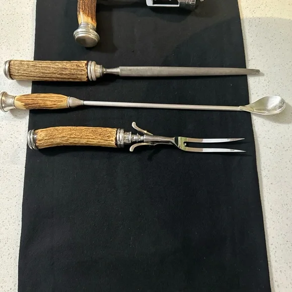 Antler Handle Carving Set and Corkscrew - Picture 7 of 8